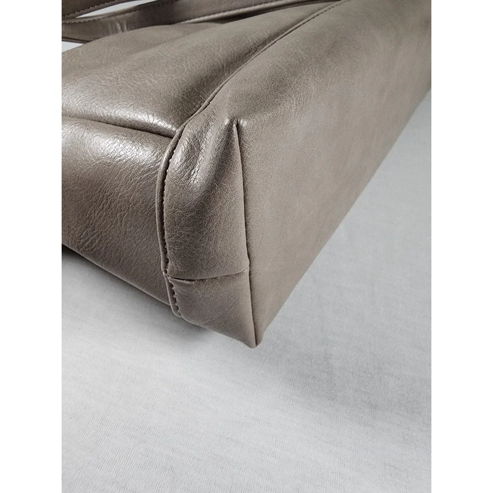 OiOi‎ Pram Caddy Oatmeal Vegan Leather Stroller Bag W/ Attachable Shoulder Strap